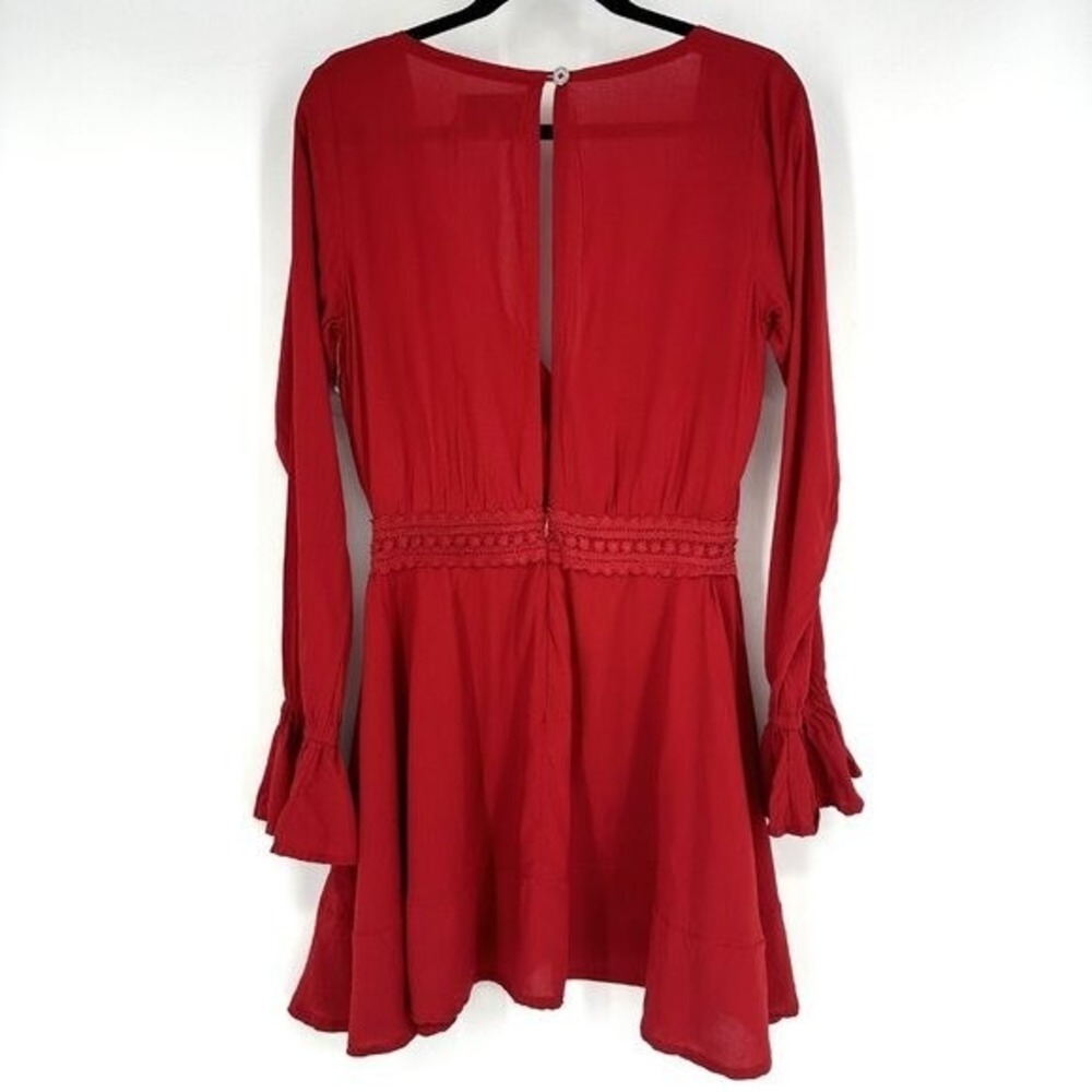 Cleobella Long Sleeve Ruffle Mini Dress Red Small - Picture 6 of 10